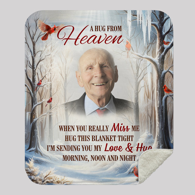 Custom A Hug From Heaven Blanket - Memorial Blanket