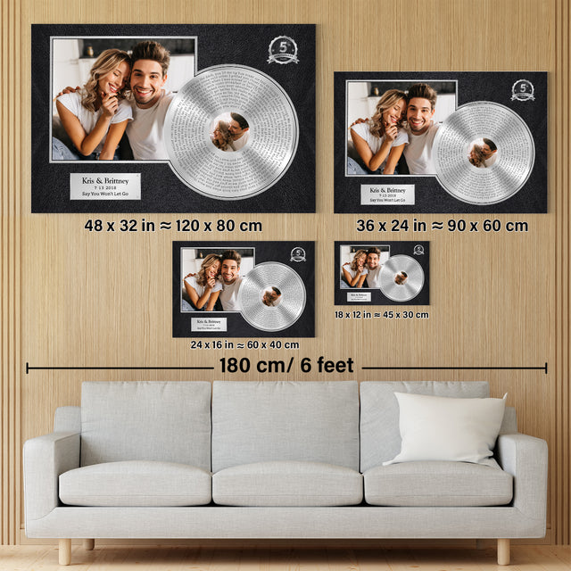 Personalized Name & Date, Upload Photo Gold Vinyl Record Canvas