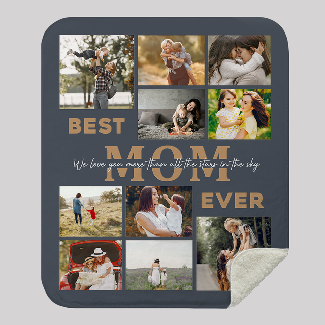 Best Mom Ever Custom Photo Collage, 10 Pictures, Customizable Text Blanket