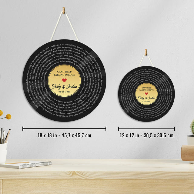 Custom Song Lyrics, Customizable Song Name And Text, Vinyl Record Style, Round Wood Sign