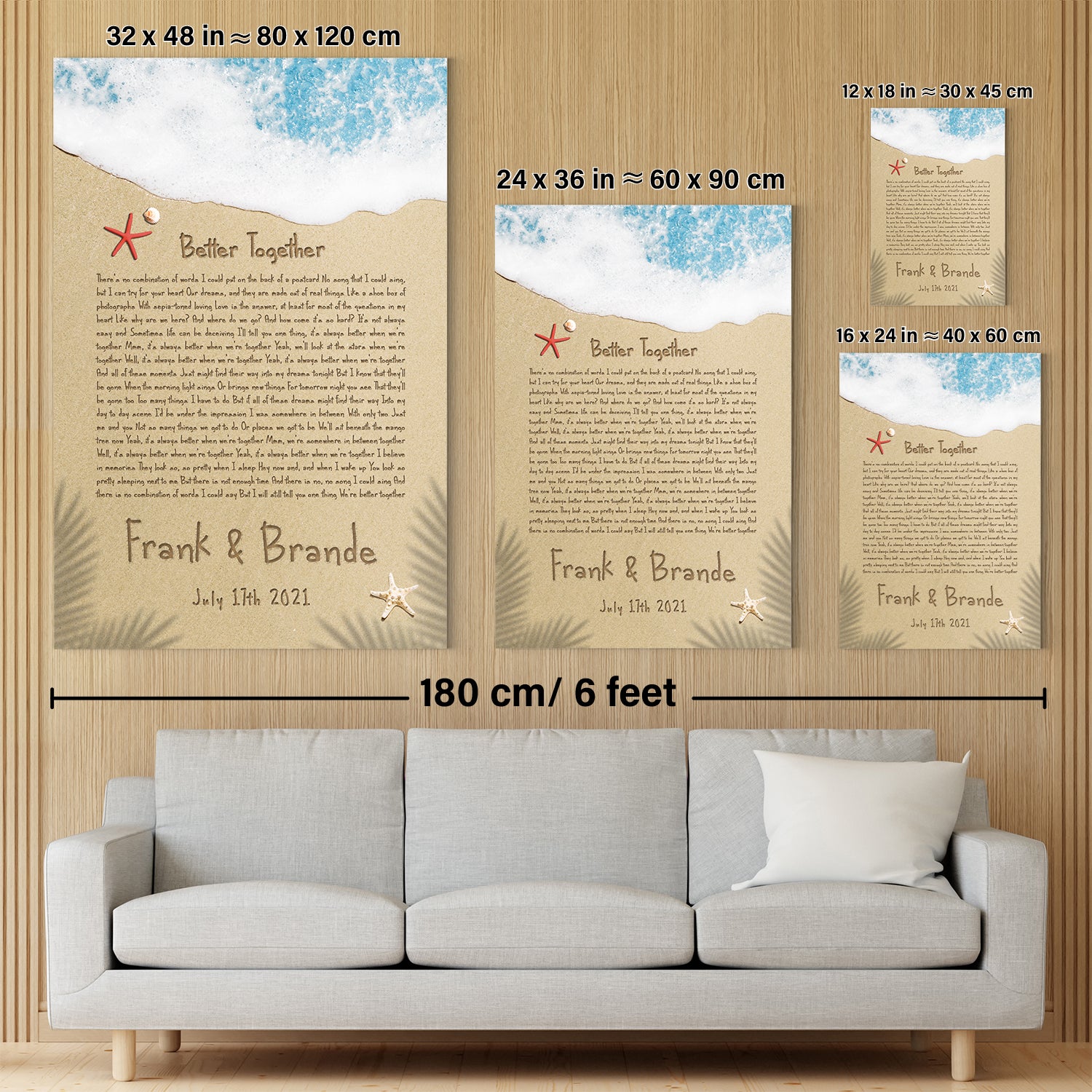 Song Lyrics On Canvas | Custom Music Lyrics On Sandy Background