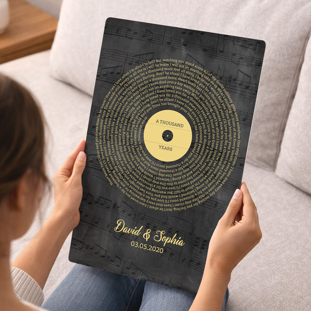 Personalized Gold Vinyl Record Song Lyrics Metal Print