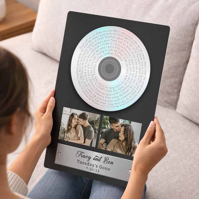 Personalized Vinyl Song Lyrics Photo Metal Print – Valentine’s Day & Anniversary Gift