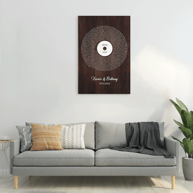 Personalized Song Lyric Canvas Art - Brown Background Canvas