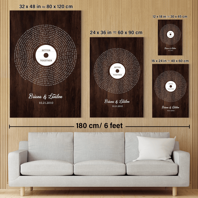 Personalized Song Lyric Canvas Art - Brown Background Canvas