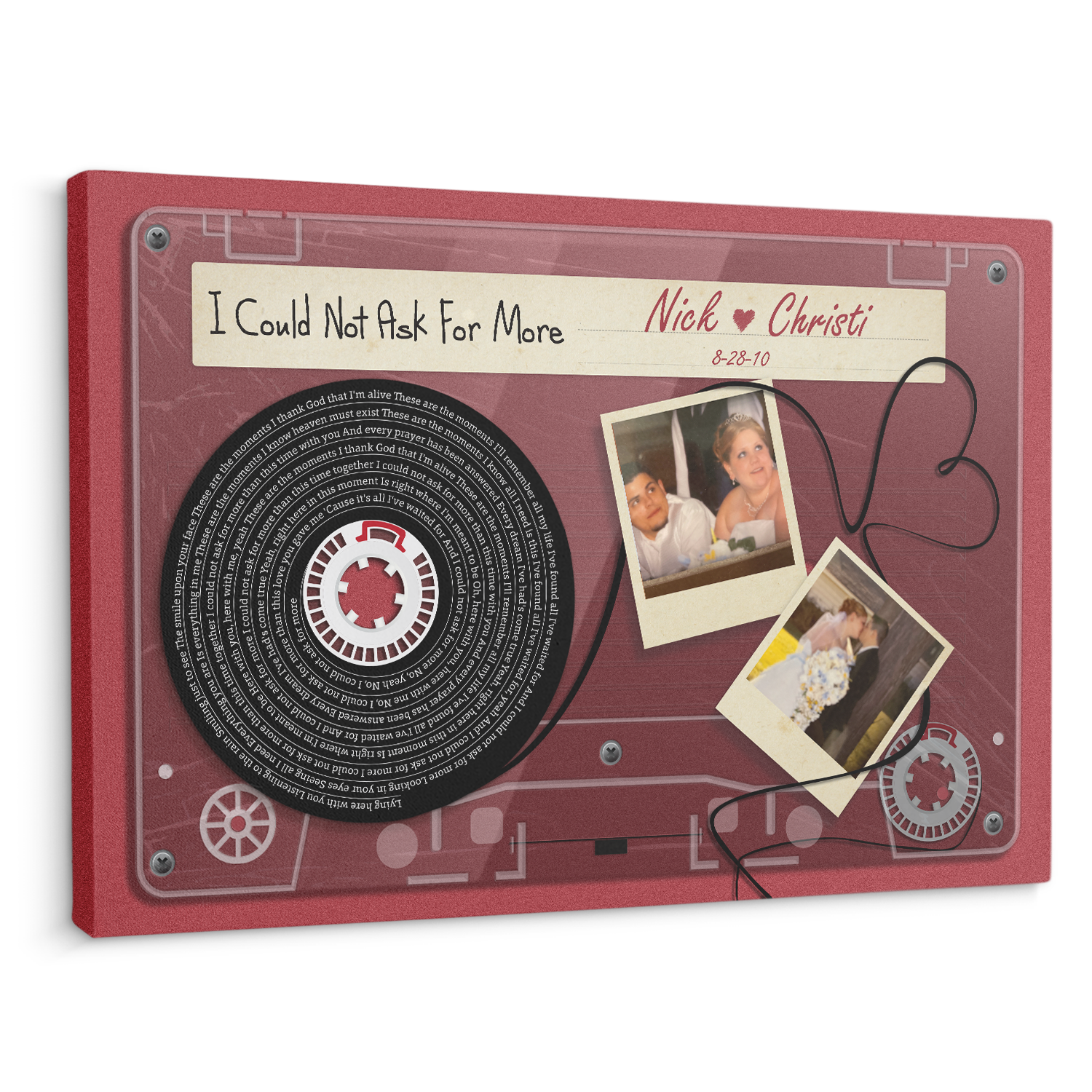 Personalized Song Lyrics and Photo Cassette Tape Canvas