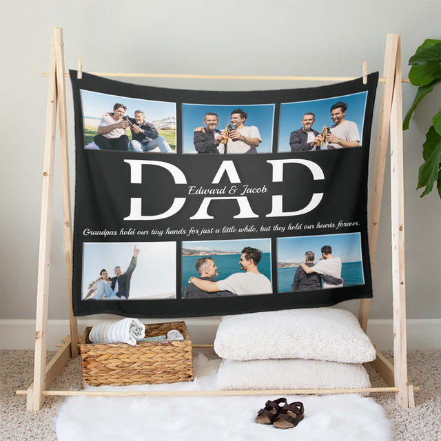 Dad Custom Text and Photo - Customizable Name And Text Blanket