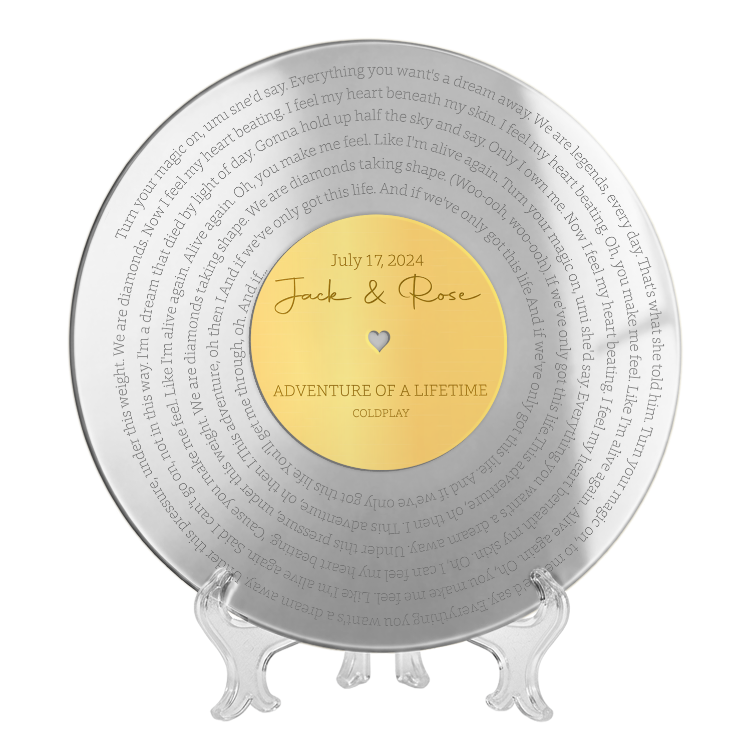 Personalized Wedding Song Lyrics Acrylic Sign with Couple Names