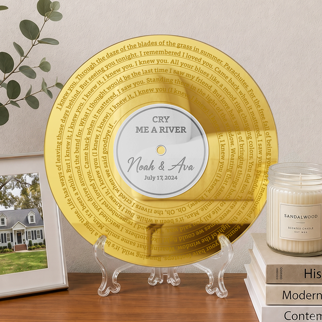 Custom Song Lyrics Mirror Acrylic Sign, Romantic Anniversary Gift