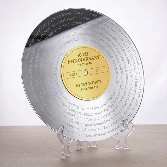 Custom Couple Song Lyrics Acrylic Sign, Personalized Anniversary Gift