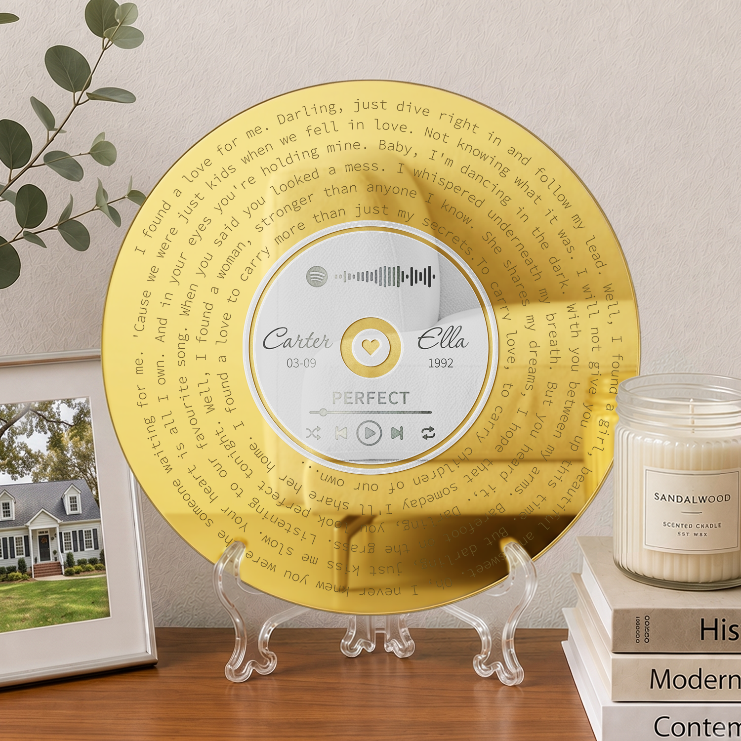 Custom Song Lyrics Acrylic Sign with Name & Date, Anniversary Gift