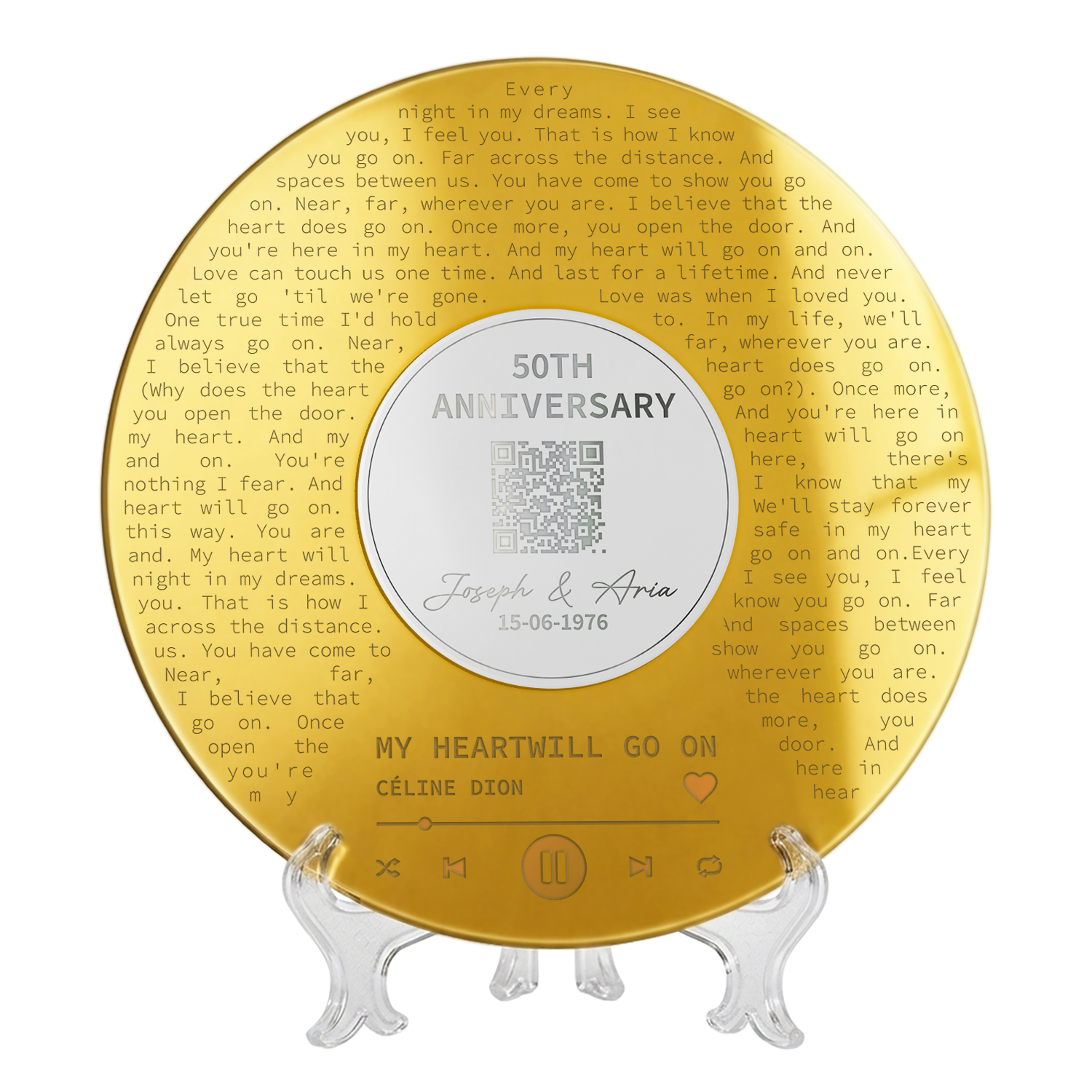 Personalized Song Lyrics Acrylic Sign, Custom Anniversary Gift