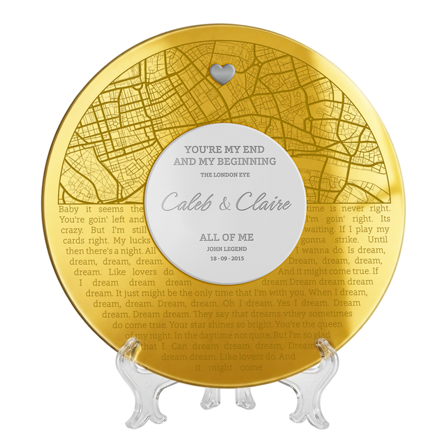 Custom Anniversary Map Prints Acrylic Keepsake with Names & Date