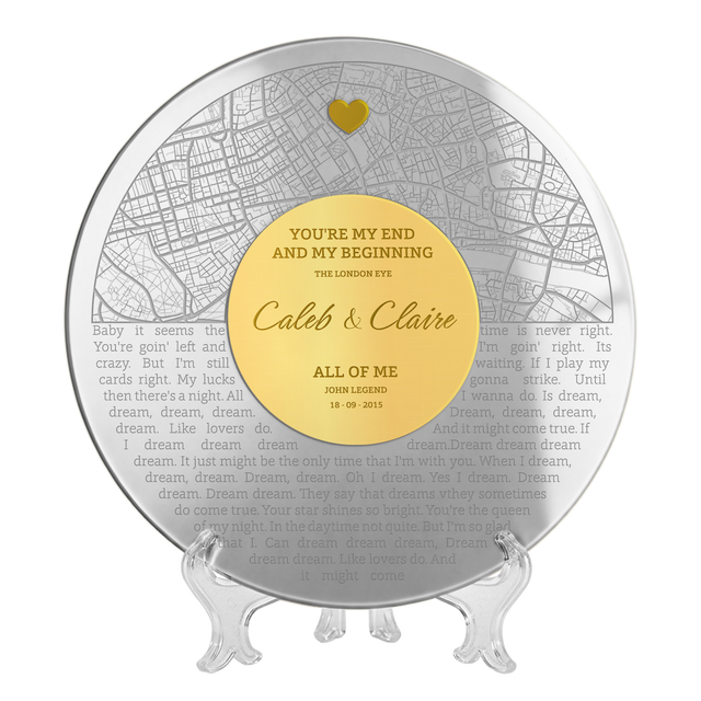 Custom Anniversary Map Prints Acrylic Keepsake with Names & Date
