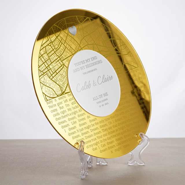 Custom Anniversary Map Prints Acrylic Keepsake with Names & Date