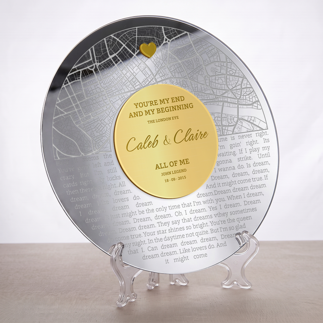 Custom Anniversary Map Prints Acrylic Keepsake with Names & Date