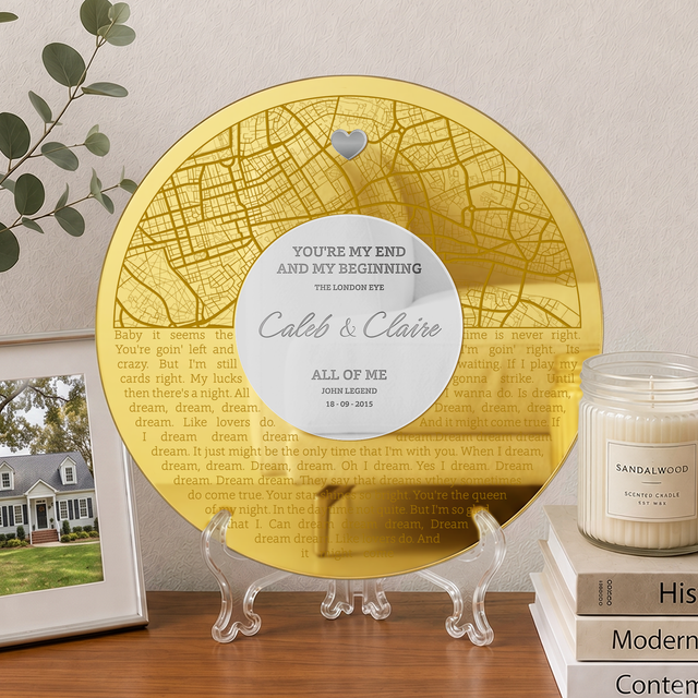 Custom Anniversary Map Prints Acrylic Keepsake with Names & Date