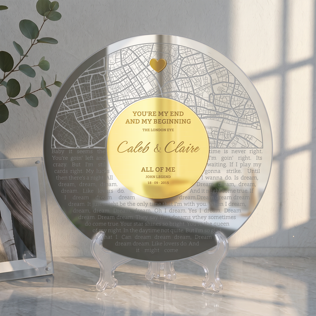 Custom Anniversary Map Prints Acrylic Keepsake with Names & Date