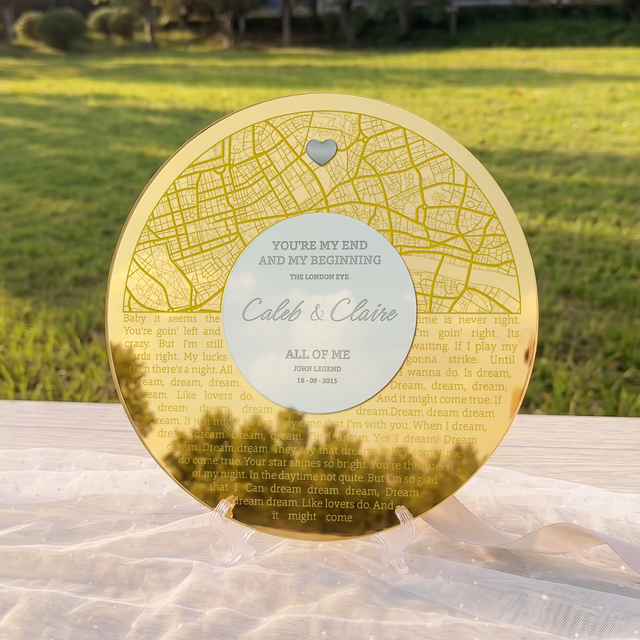 Custom Anniversary Map Prints Acrylic Keepsake with Names & Date