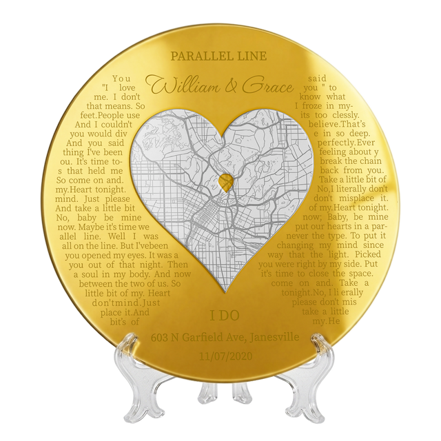 Personalized Map Prints Engraved Acrylic Sign for Anniversary Couple