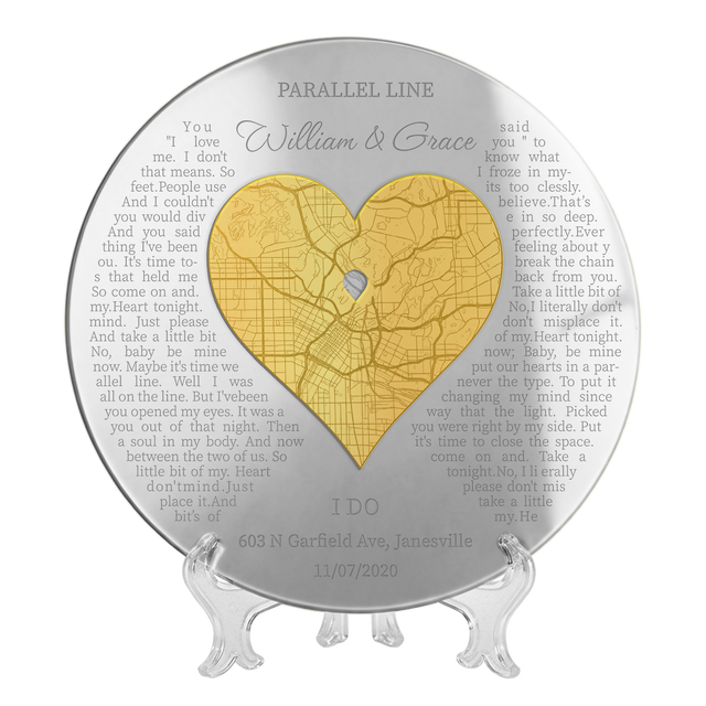 Personalized Map Prints Engraved Acrylic Sign for Anniversary Couple