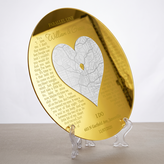 Personalized Map Prints Engraved Acrylic Sign for Anniversary Couple