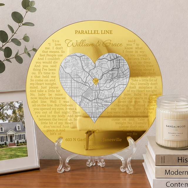 Personalized Map Prints Engraved Acrylic Sign for Anniversary Couple