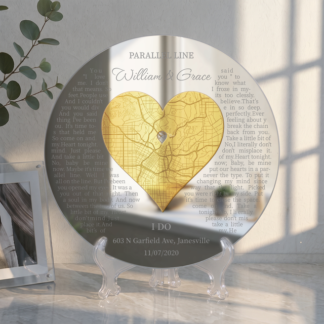 Personalized Map Prints Engraved Acrylic Sign for Anniversary Couple