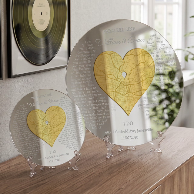 Personalized Map Prints Engraved Acrylic Sign for Anniversary Couple