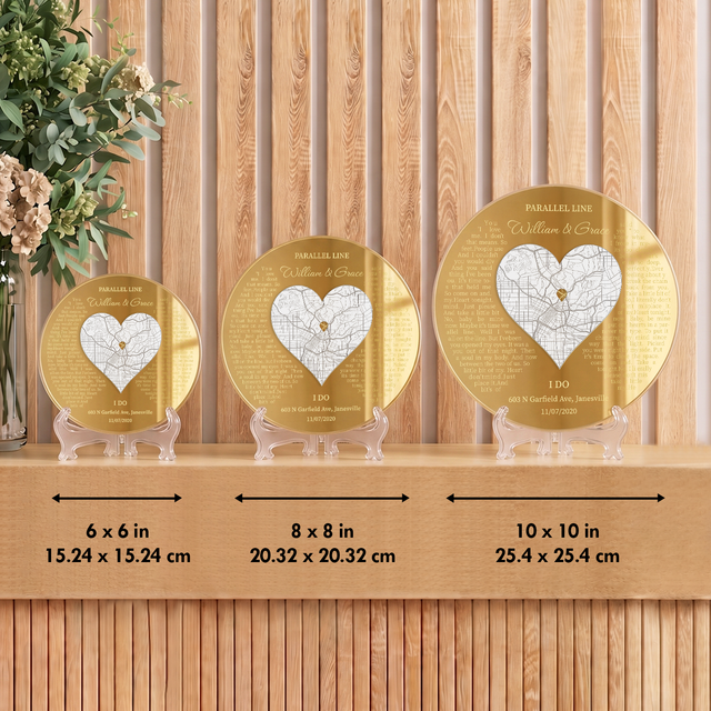 Personalized Map Prints Engraved Acrylic Sign for Anniversary Couple