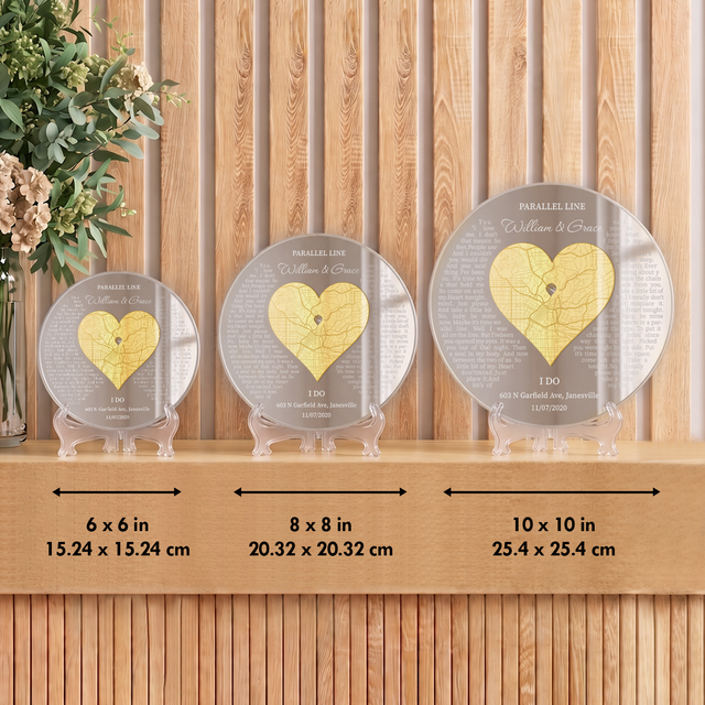 Personalized Map Prints Engraved Acrylic Sign for Anniversary Couple