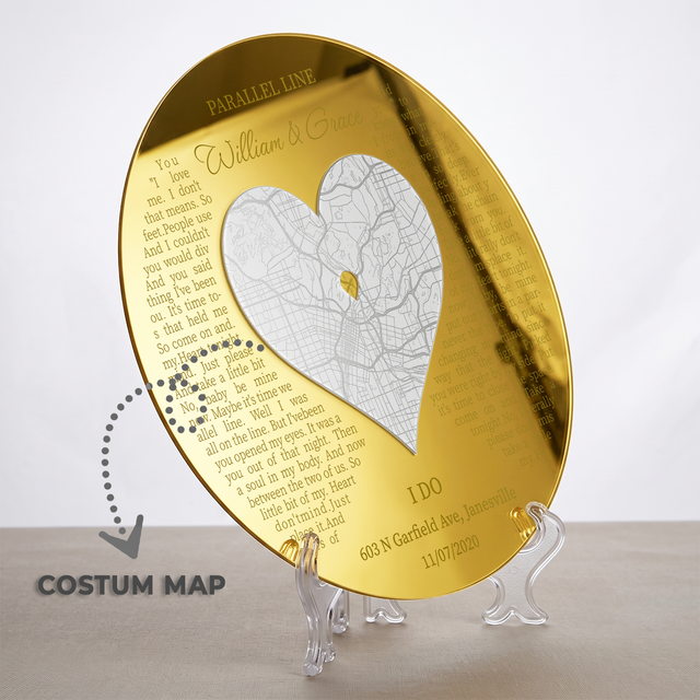 Personalized Map Prints Engraved Acrylic Sign for Anniversary Couple