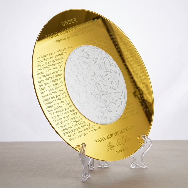 Anniversary Star Map Engraved Acrylic Sign with Custom Name & Date