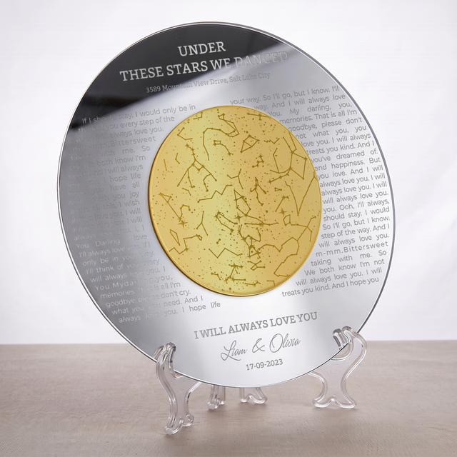 Anniversary Star Map Engraved Acrylic Sign with Custom Name & Date