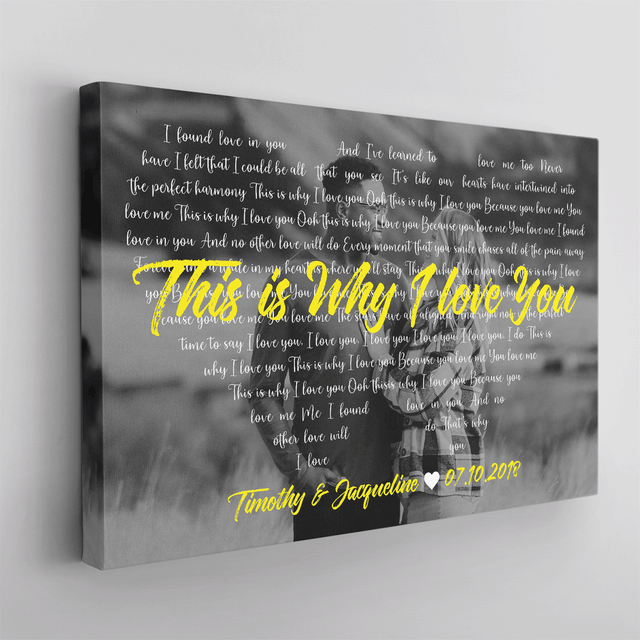 Custom Song Lyrics & Name,  Lyrics In Heart Shape Canvas