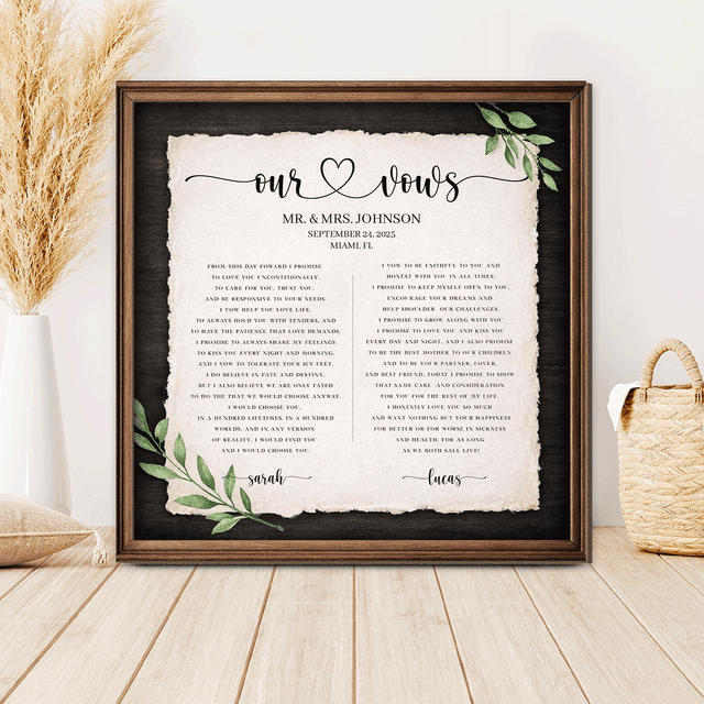 Personalized Wedding Vows 2 Layered Wooden Art KA02
