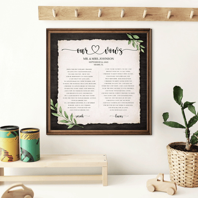 Personalized Wedding Vows 2 Layered Wooden Art KA02
