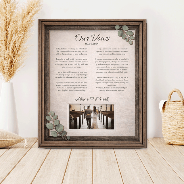 Personalized Wedding Vows 2 Layered Wooden Art KA04