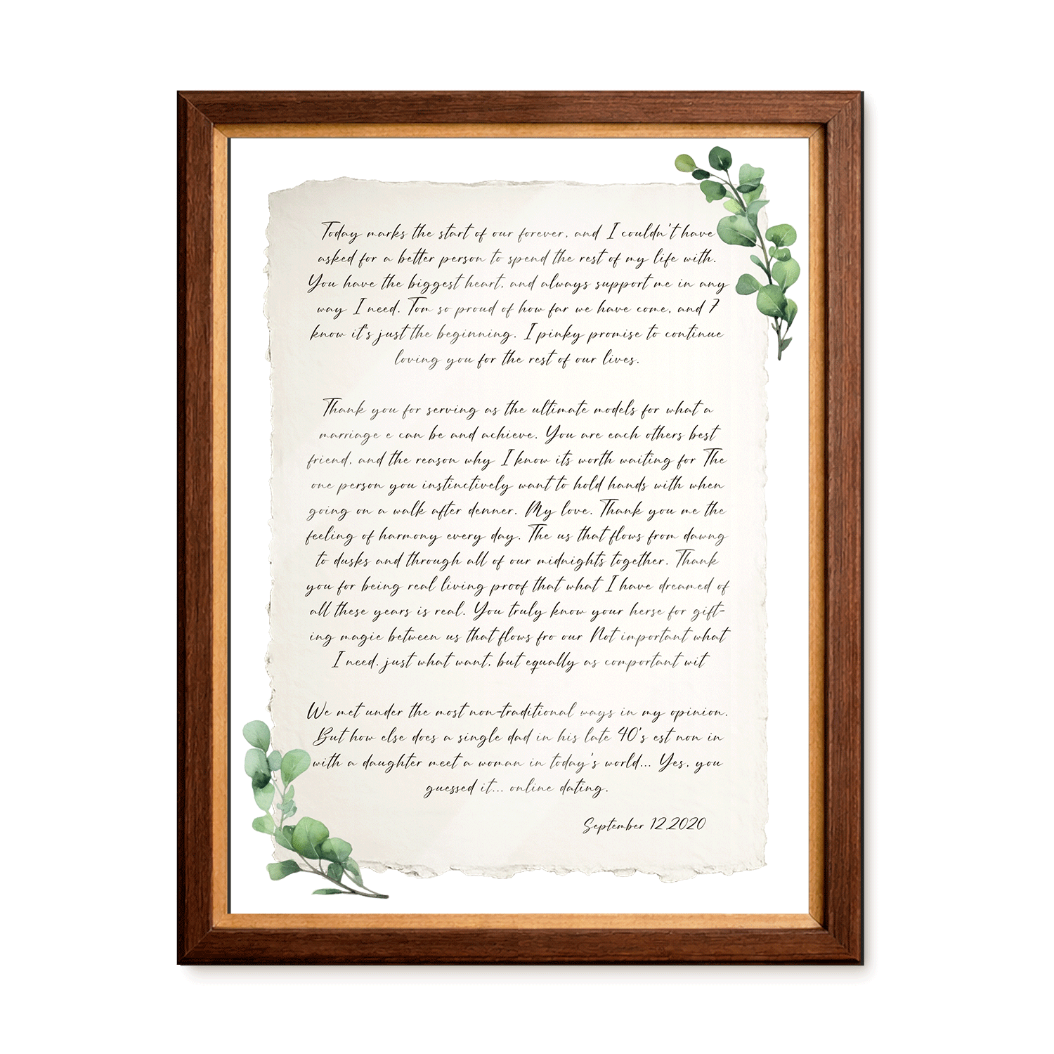 Personalized Wedding Vows 2 Layered Mix Wooden Art 8x12 inch KA01