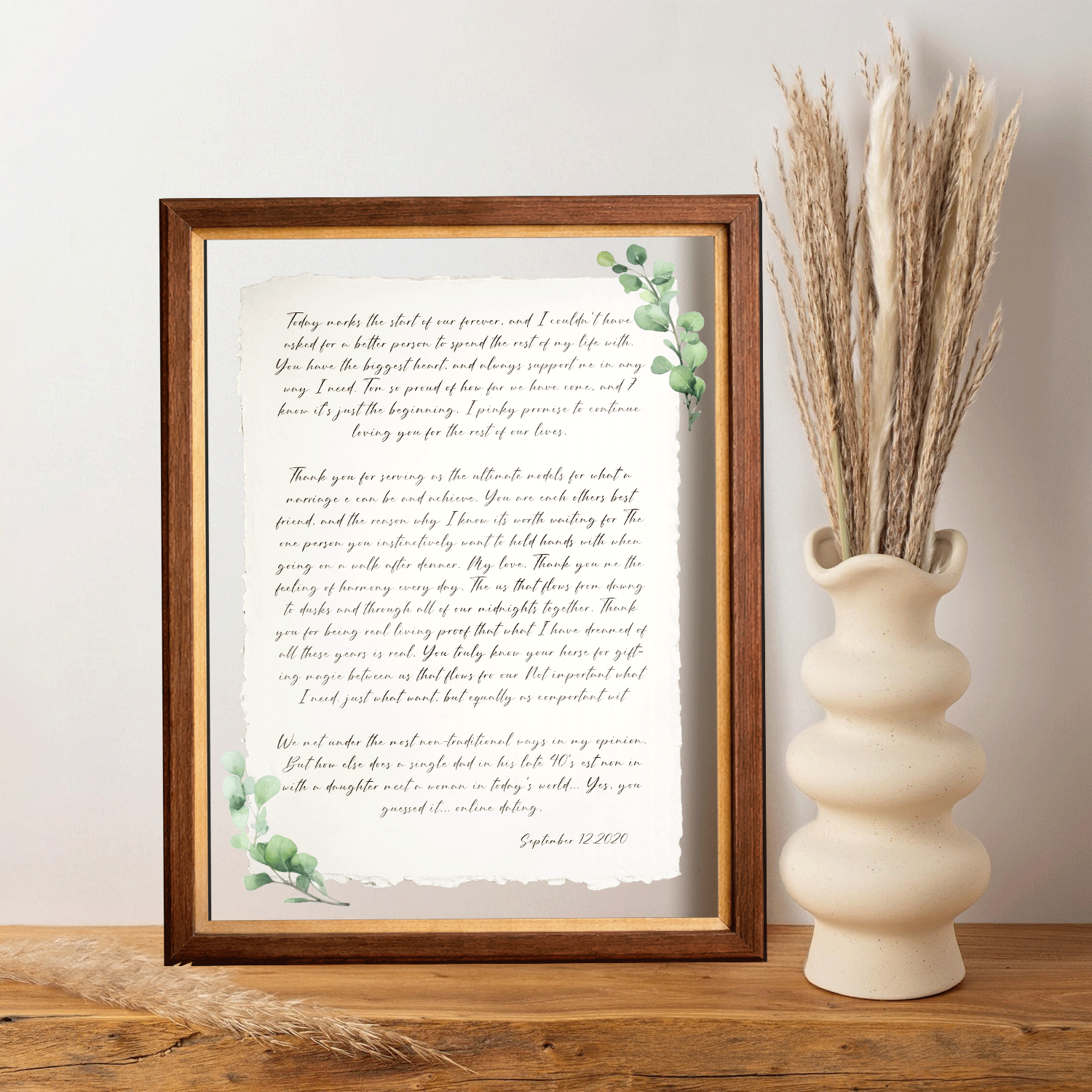 Personalized Wedding Vows 2 Layered Mix Wooden Art 8x12 inch KA01