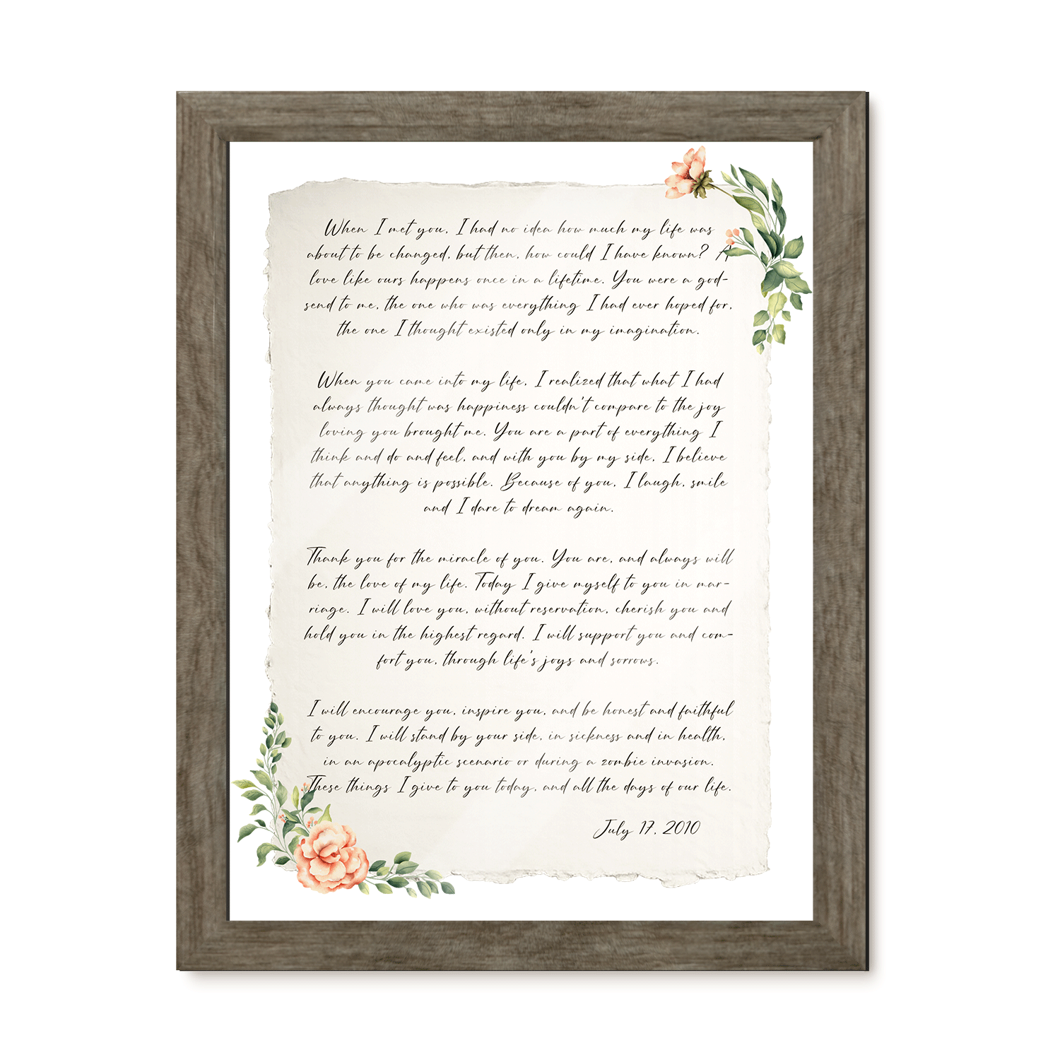 Personalized Wedding Vows 2 Layered Mix Wooden Art 8x12 inch KA02