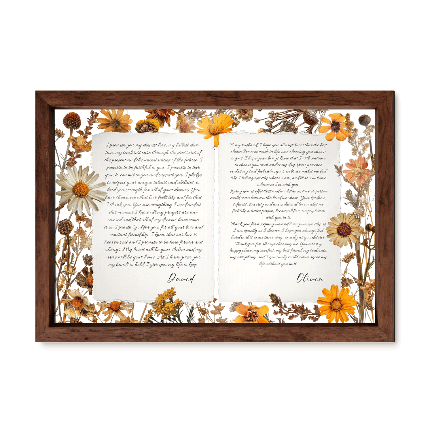 Personalized Wedding Vows 2 Layered Mix Wooden Art 12x8 inch KA04