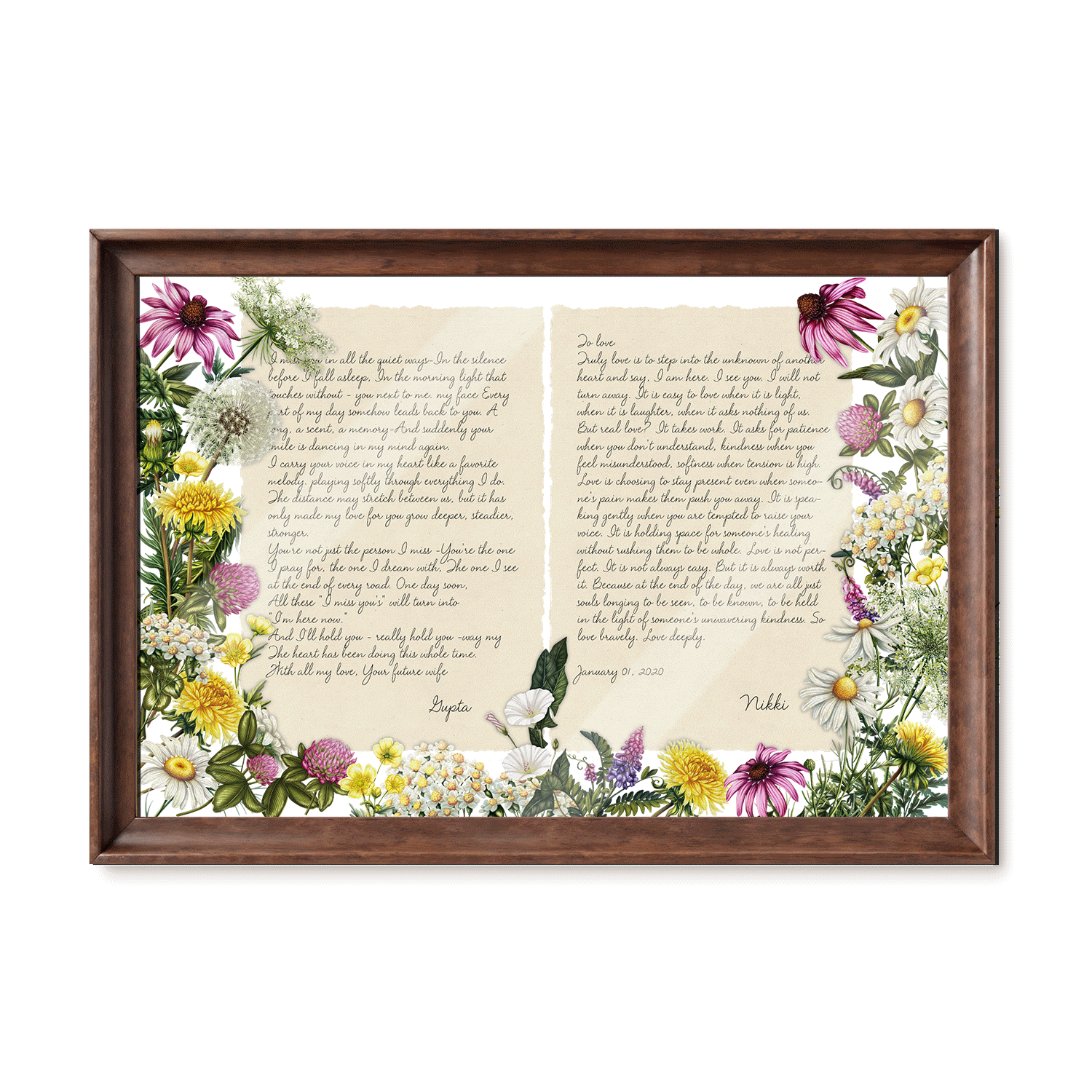 Personalized Wedding Vows 2 Layered Mix Wooden Art 12x8 inch KA05