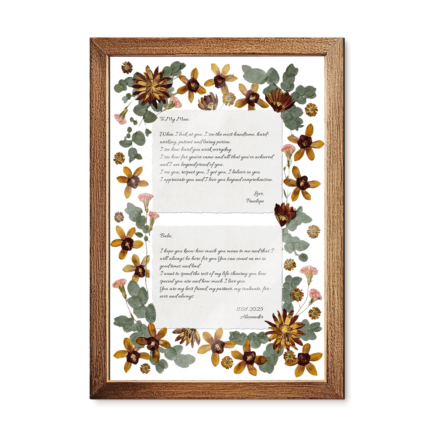 Personalized Wedding Vows 2 Layered Mix Wooden Art 8x12 inch KA06