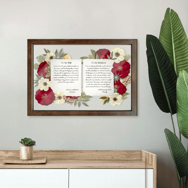 Personalized Wedding Vows 2 Layered Mix Wooden Art 12x8 inch KA07