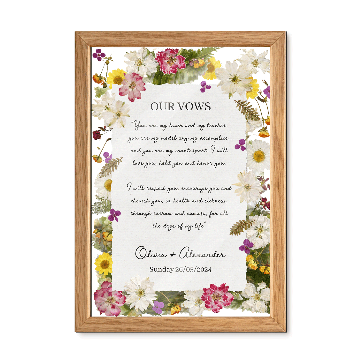 Personalized Wedding Vows 2 Layered Mix Wooden Art 8x12 inch KA08