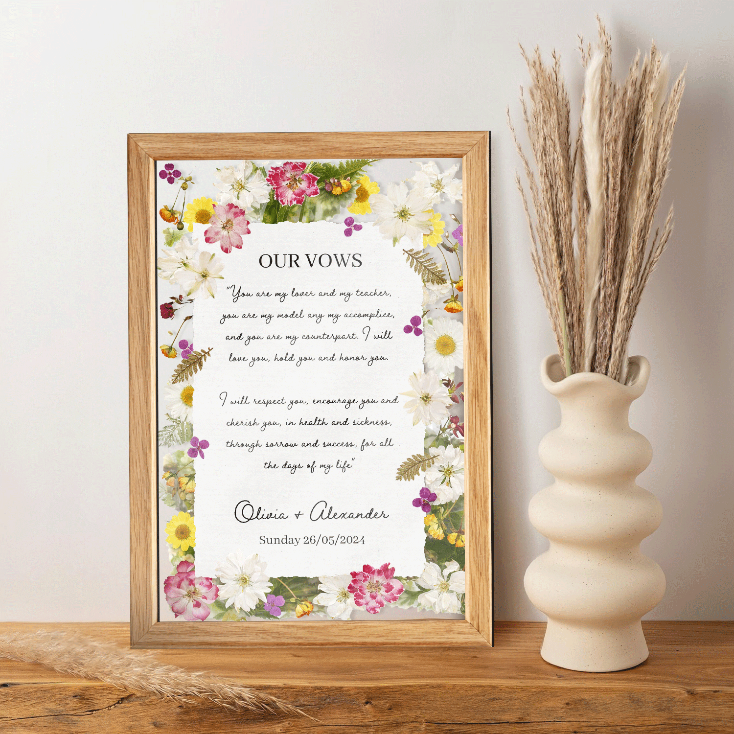 Personalized Wedding Vows 2 Layered Mix Wooden Art 8x12 inch KA08