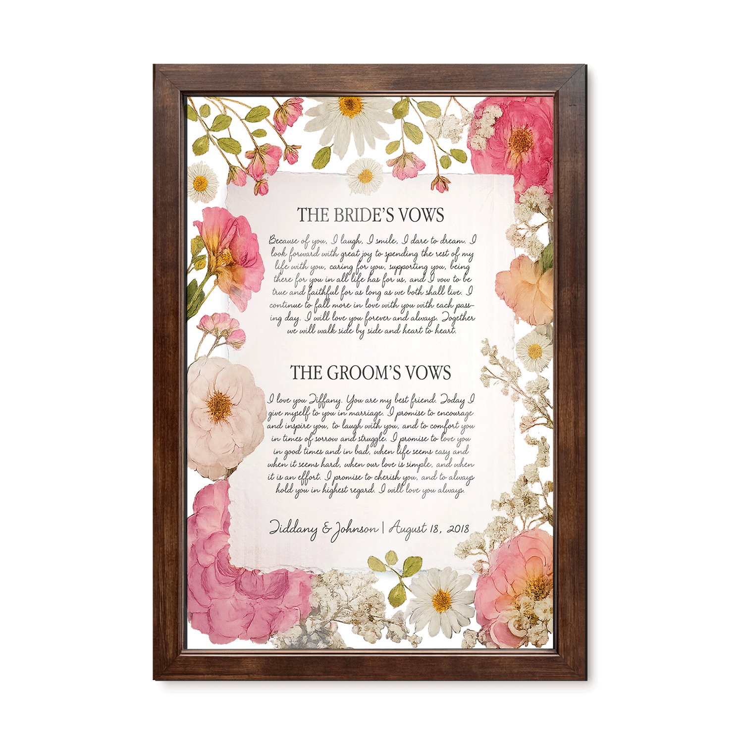 Personalized Wedding Vows 2 Layered Mix Wooden Art 8x12 inch KA09