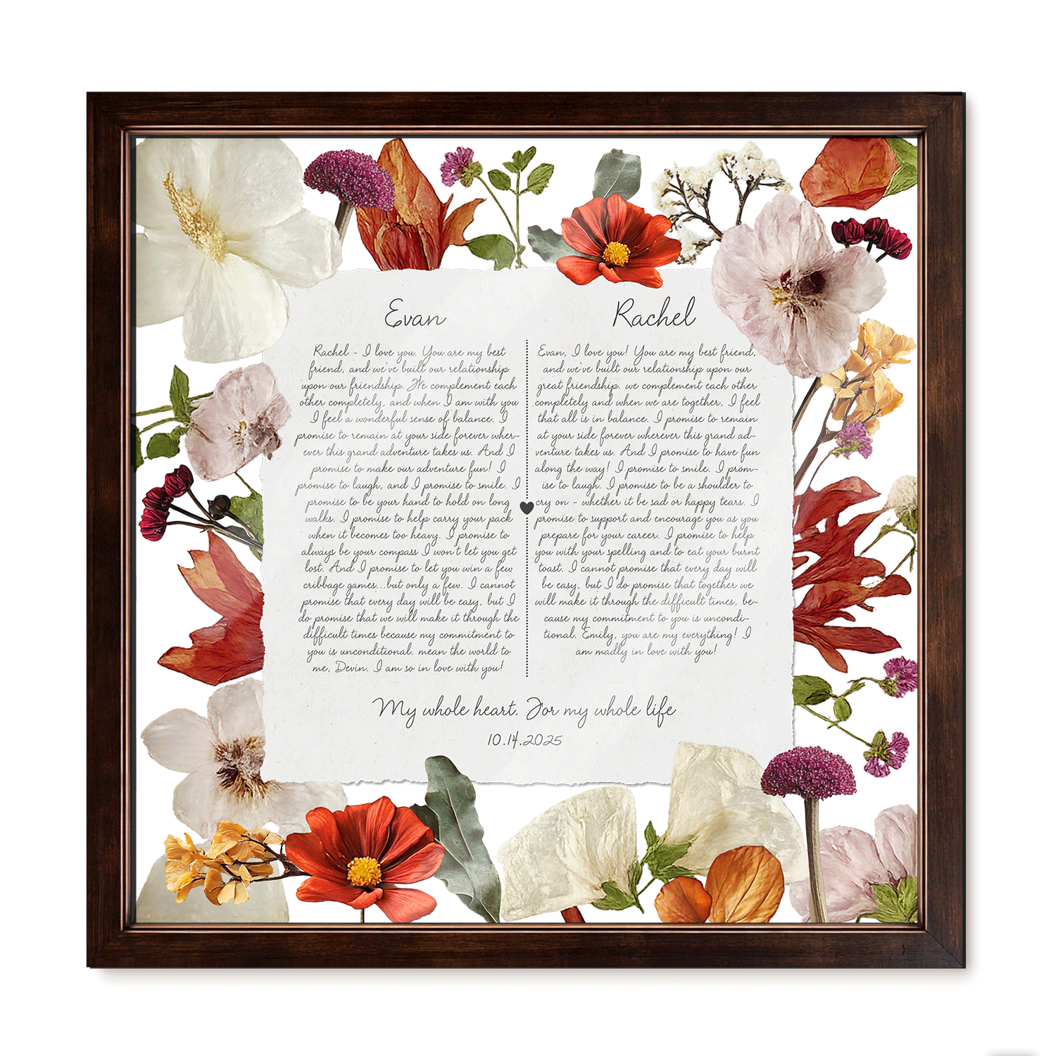Personalized Wedding Vows 2 Layered Mix Wooden Art 8x12 inch KA10