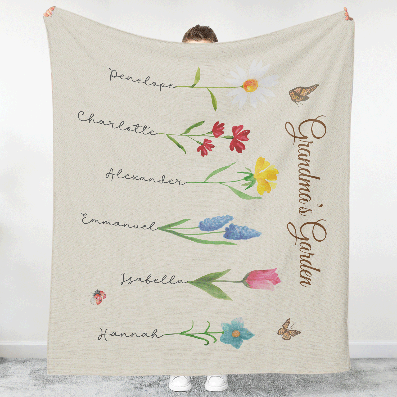 Grandma’s Garden Custom Kids Name Blanket